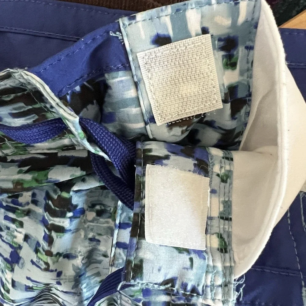 Prana Catalyst Board Shorts Men 33 Blue 4-Way Stretch Side Stash Pocket UPF 50+